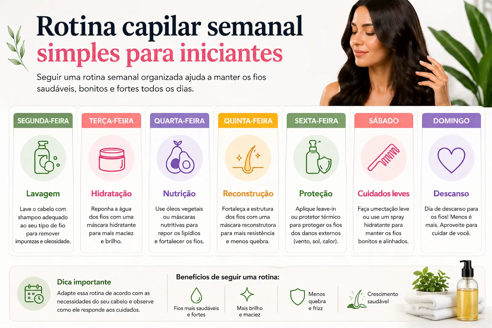 Rotina capilar semanal simples para iniciantes