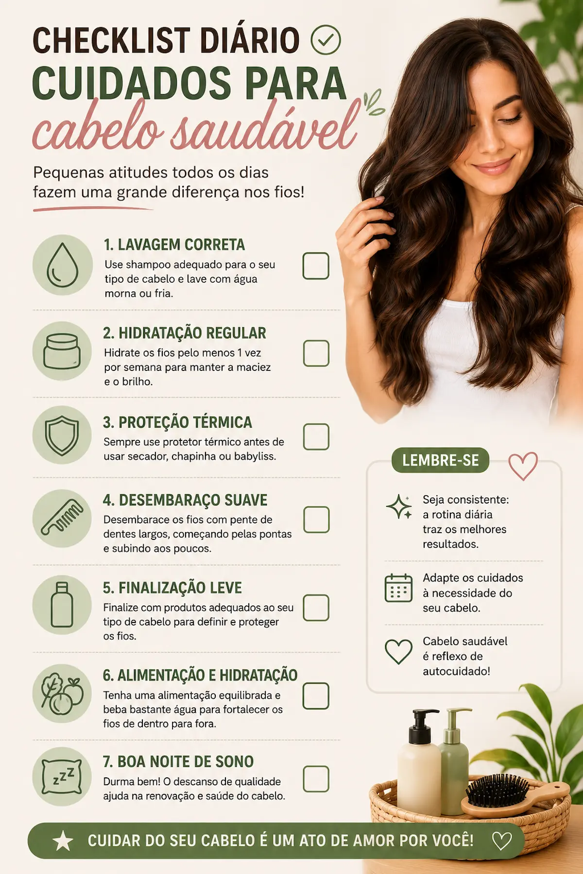 Checklist de cuidados diários para manter o cabelo saudável