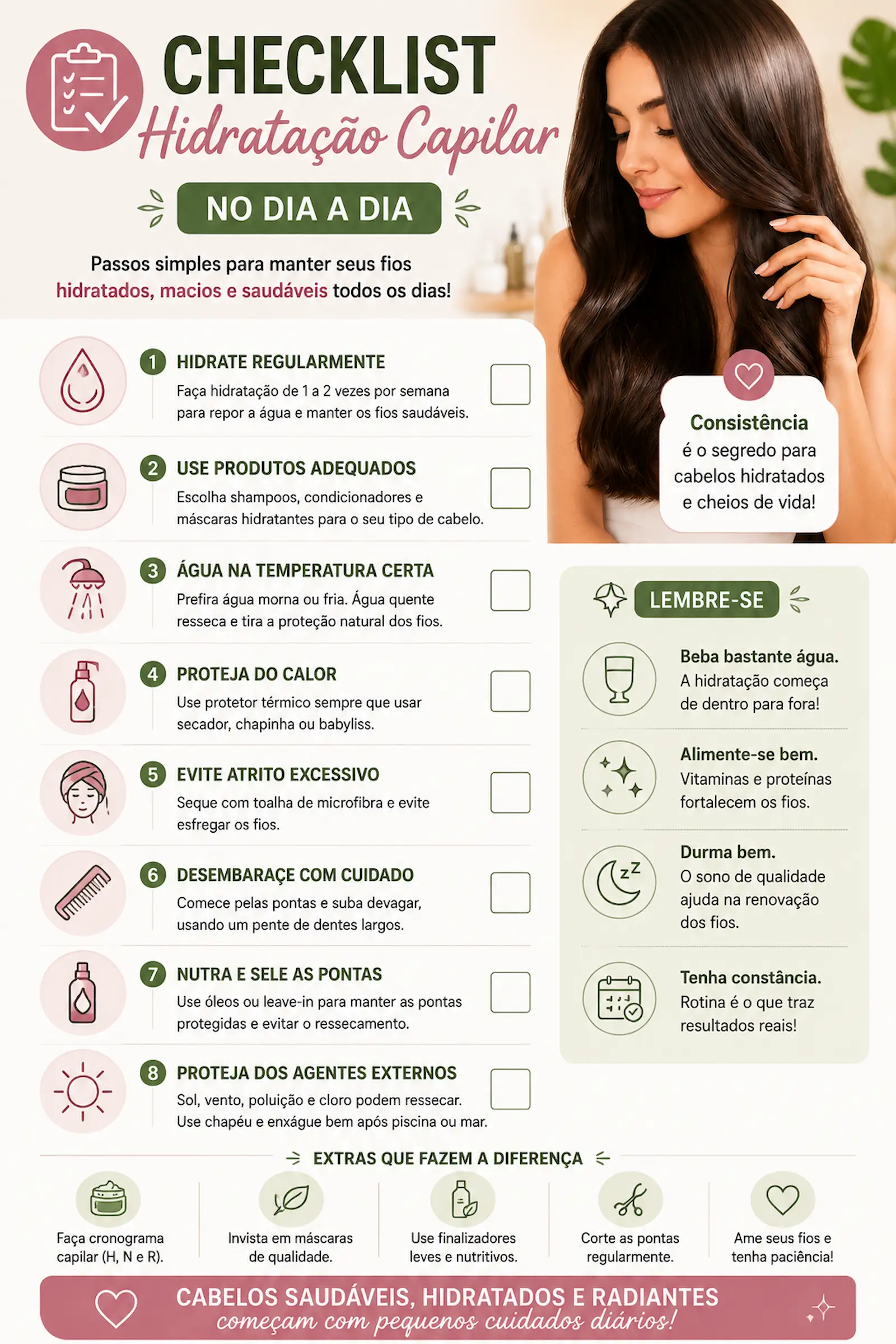 Checklist simples para hidratação capilar no dia a dia