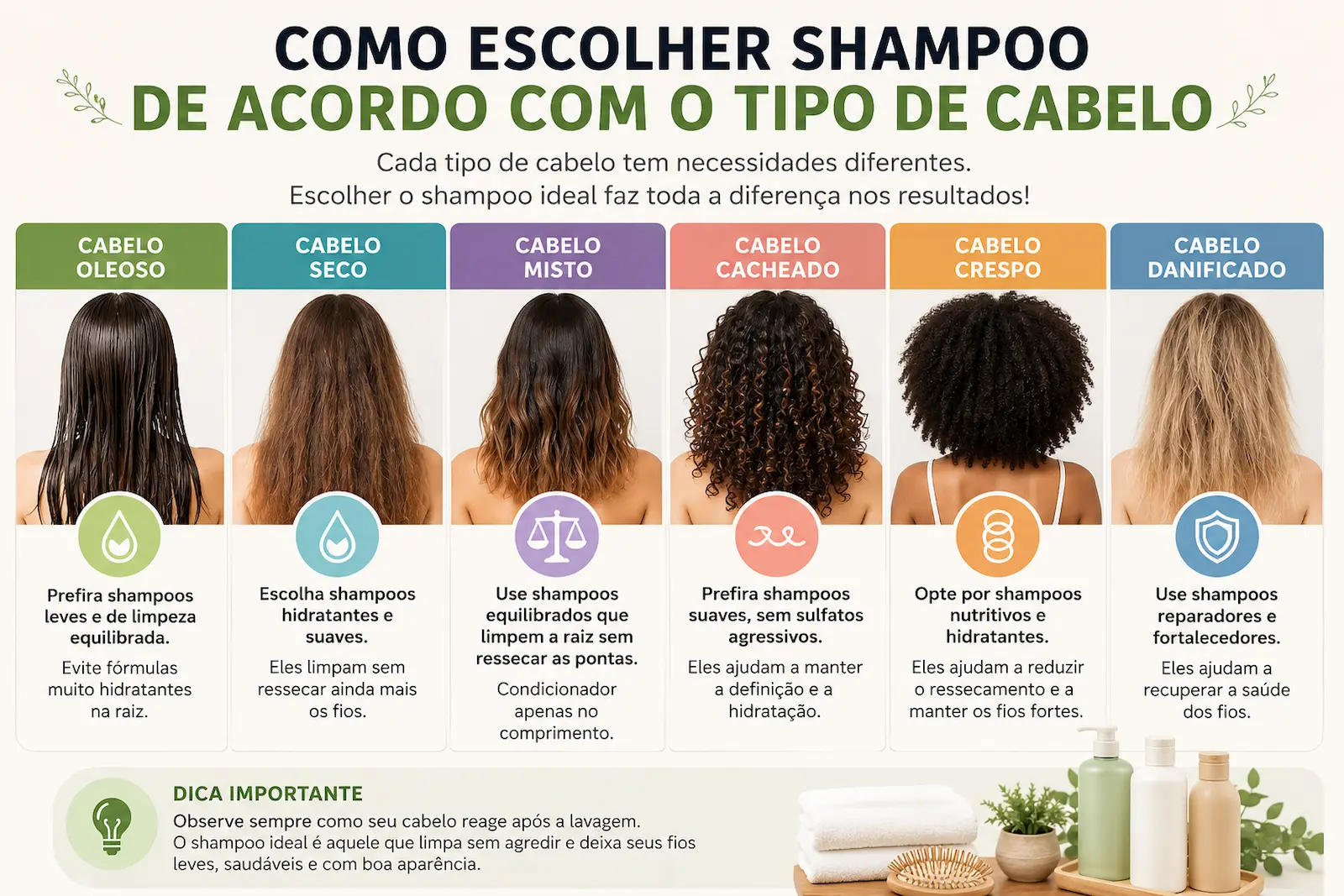 Como escolher shampoo de acordo com o tipo de cabelo