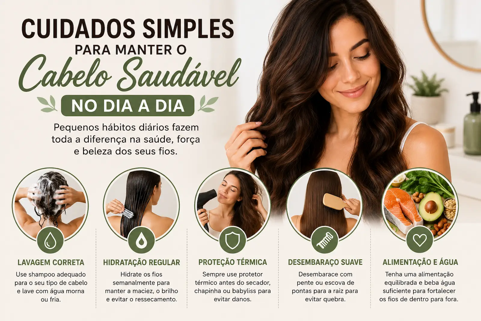 Cuidados diários simples para manter o cabelo saudável e bonito