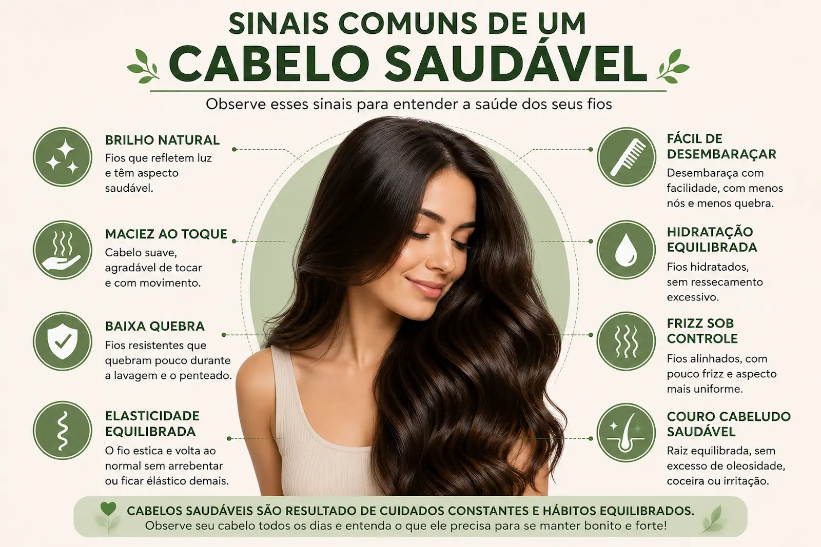 Sinais comuns de um cabelo saudável