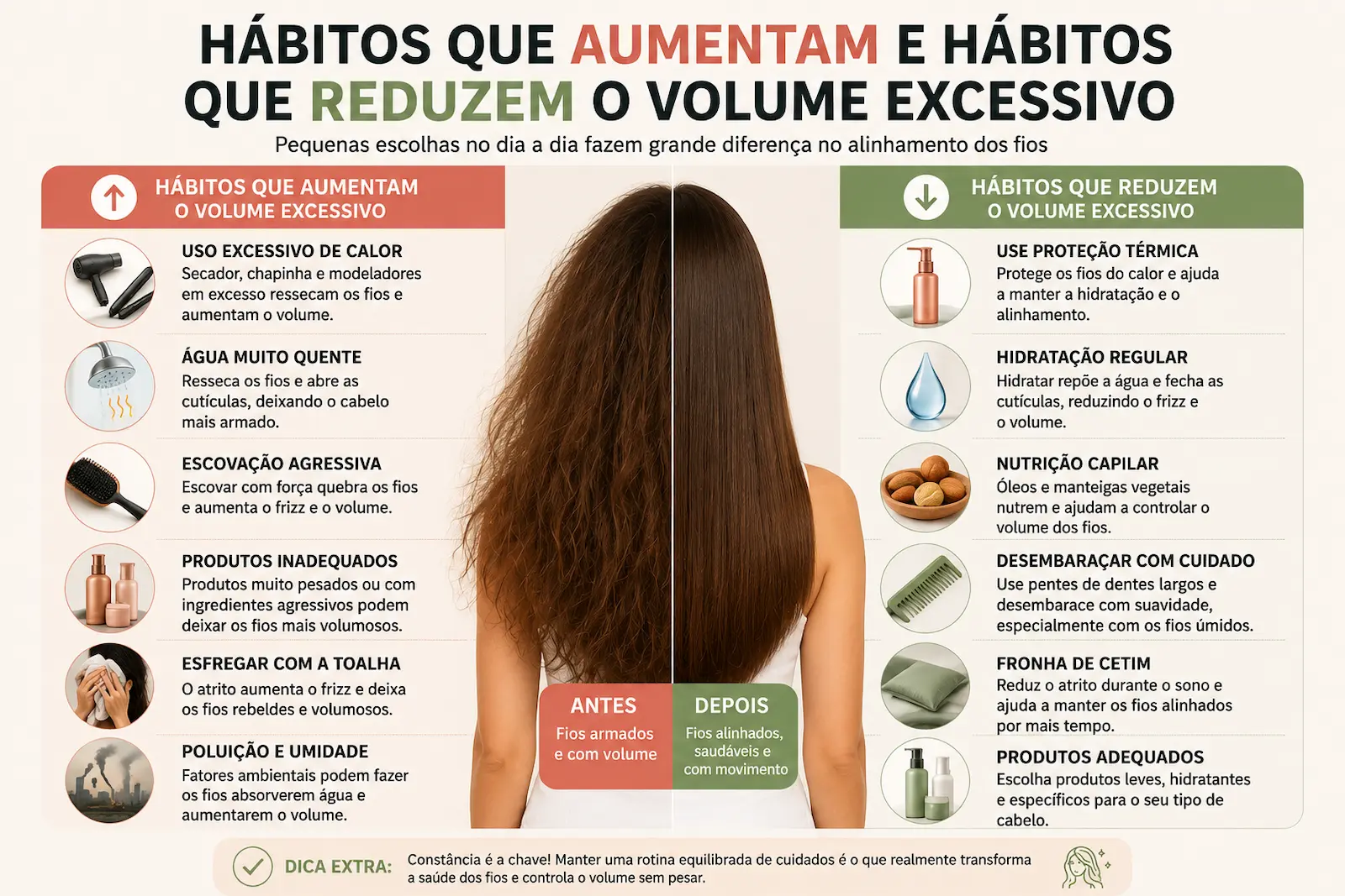 Hábitos que aumentam e hábitos que reduzem o volume excessivo