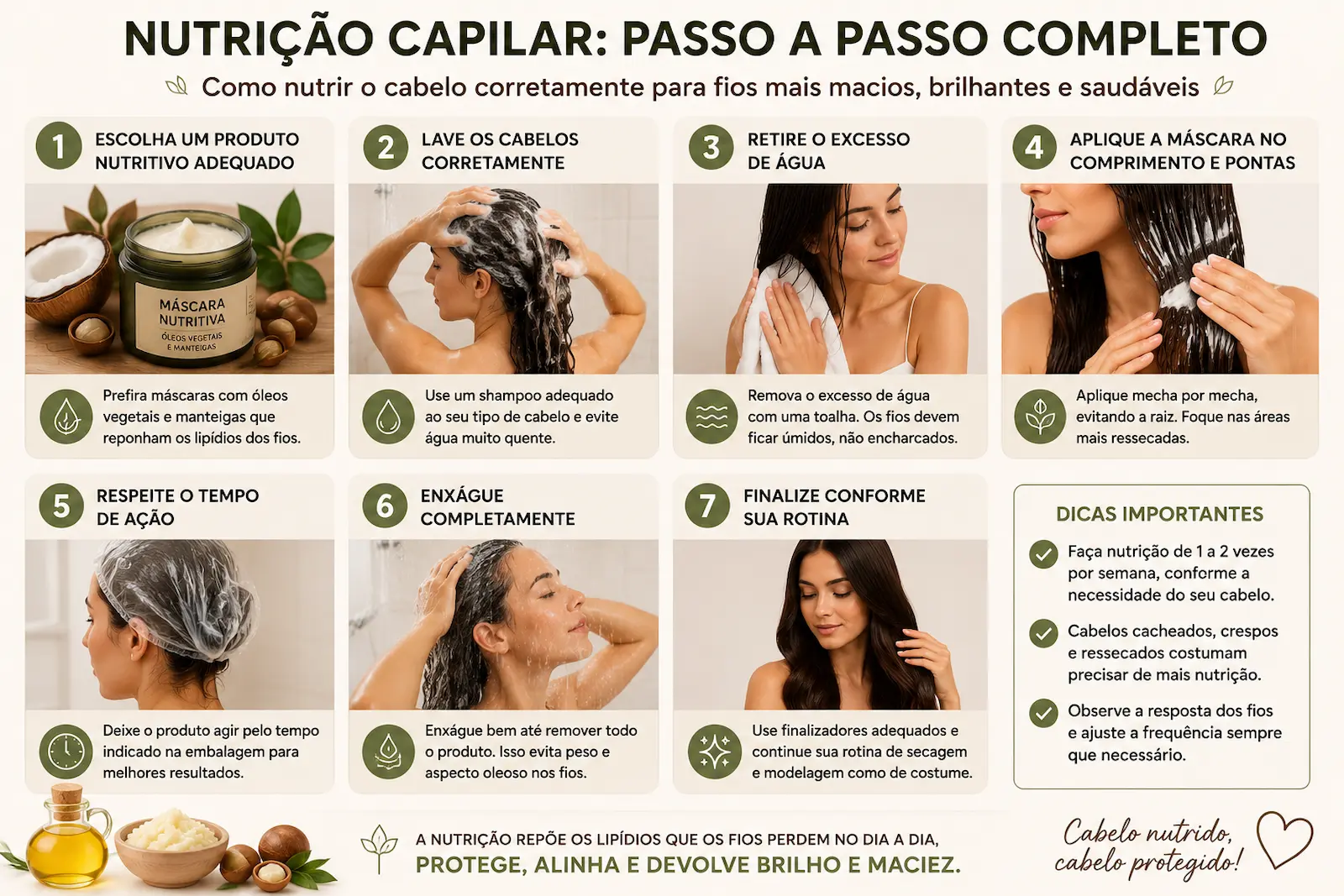 Passo a passo da nutrição capilar correta