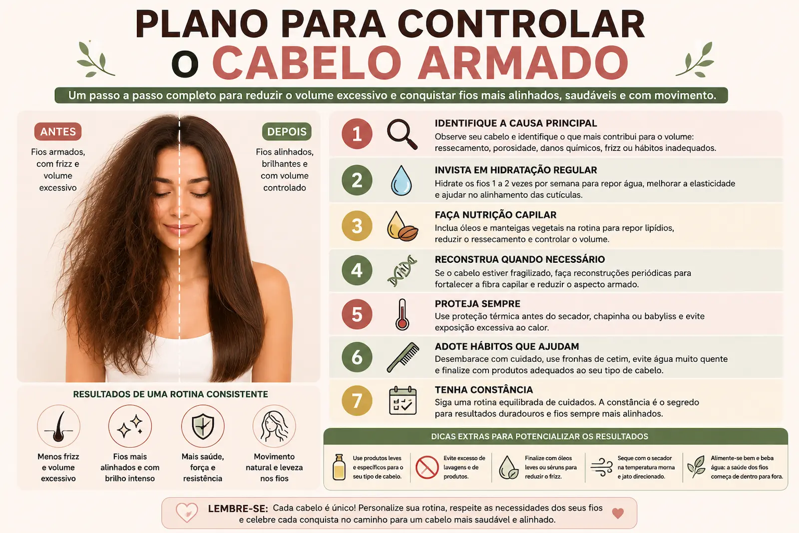 Plano para controlar o cabelo armado