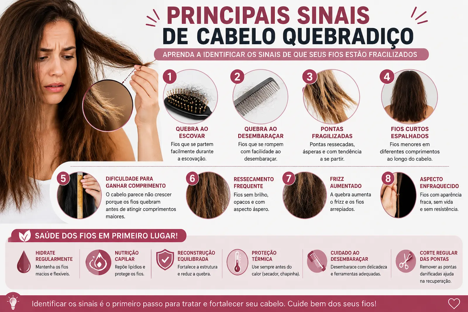 Principais sinais de cabelo quebradiço