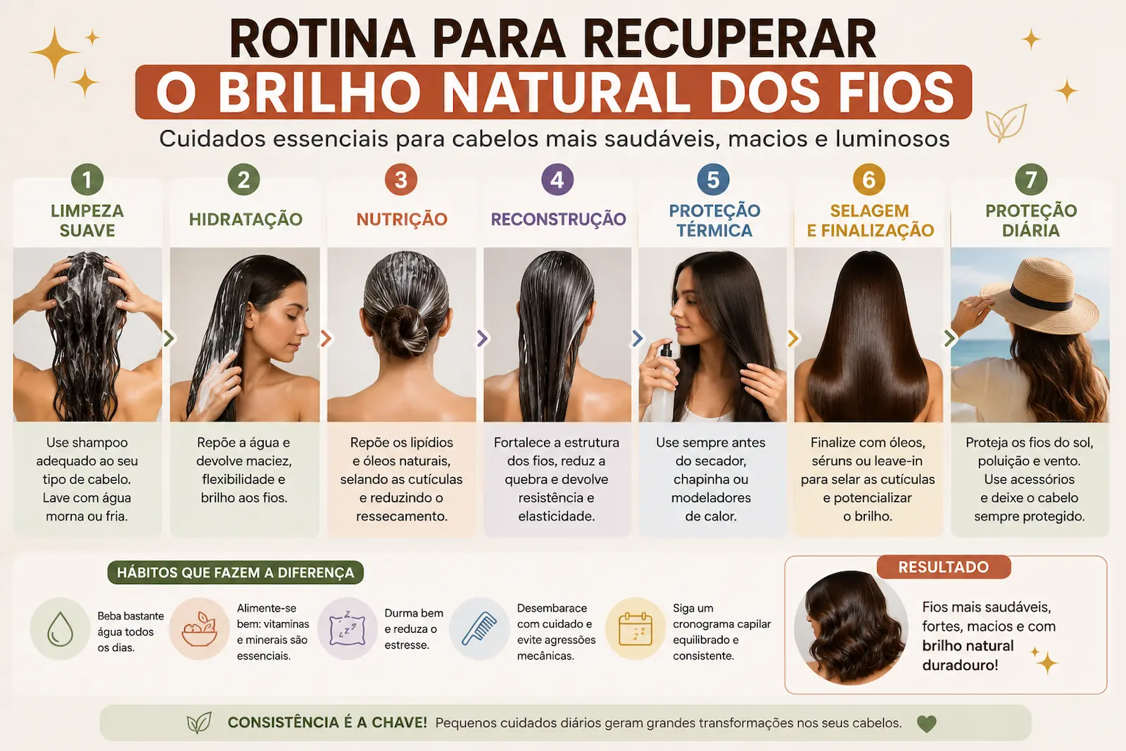 Rotina para recuperar o brilho natural dos fios