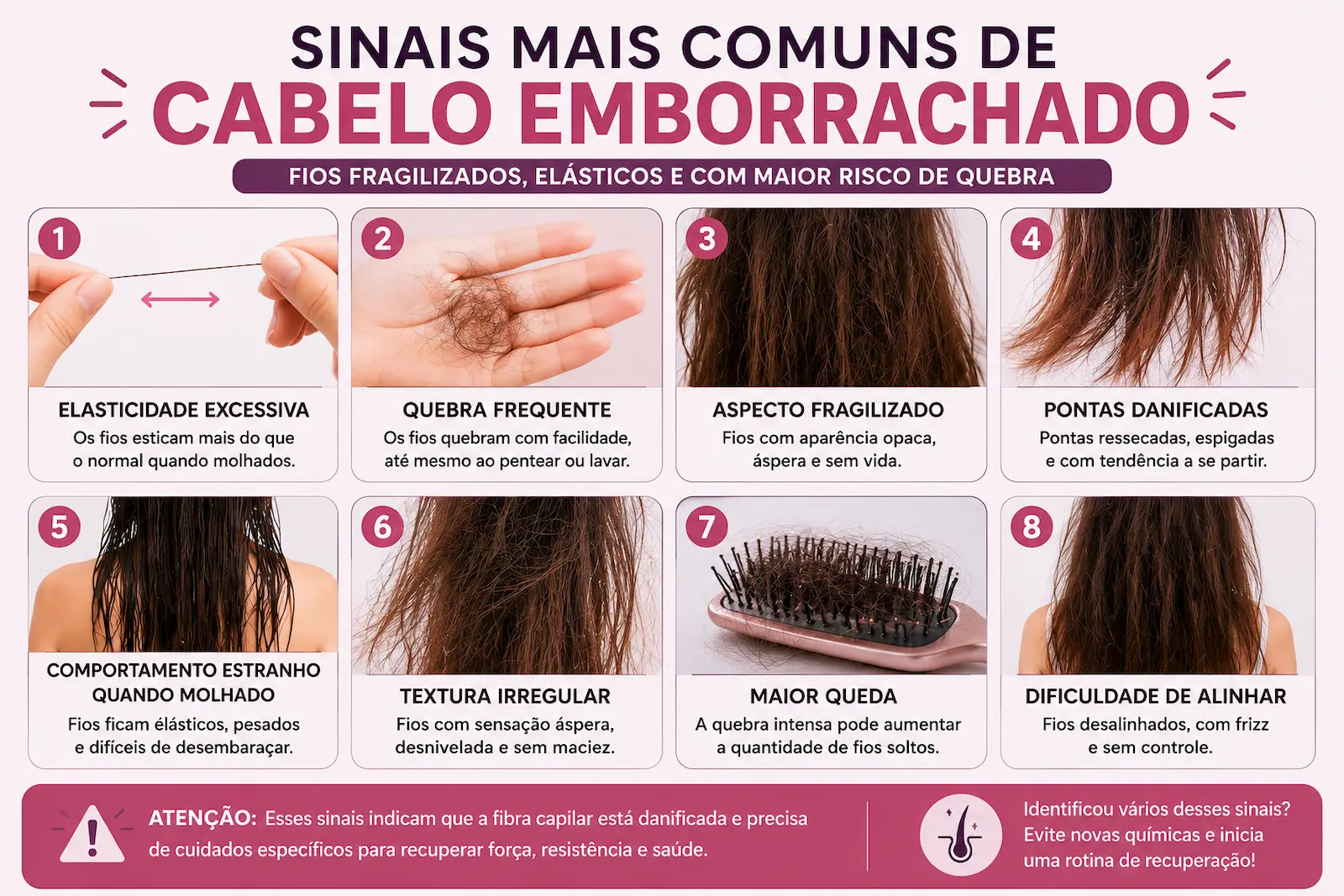Sinais mais comuns de cabelo emborrachado