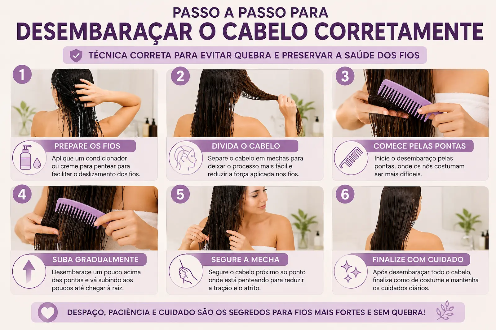 Passo a passo para desembaraçar o cabelo corretamente