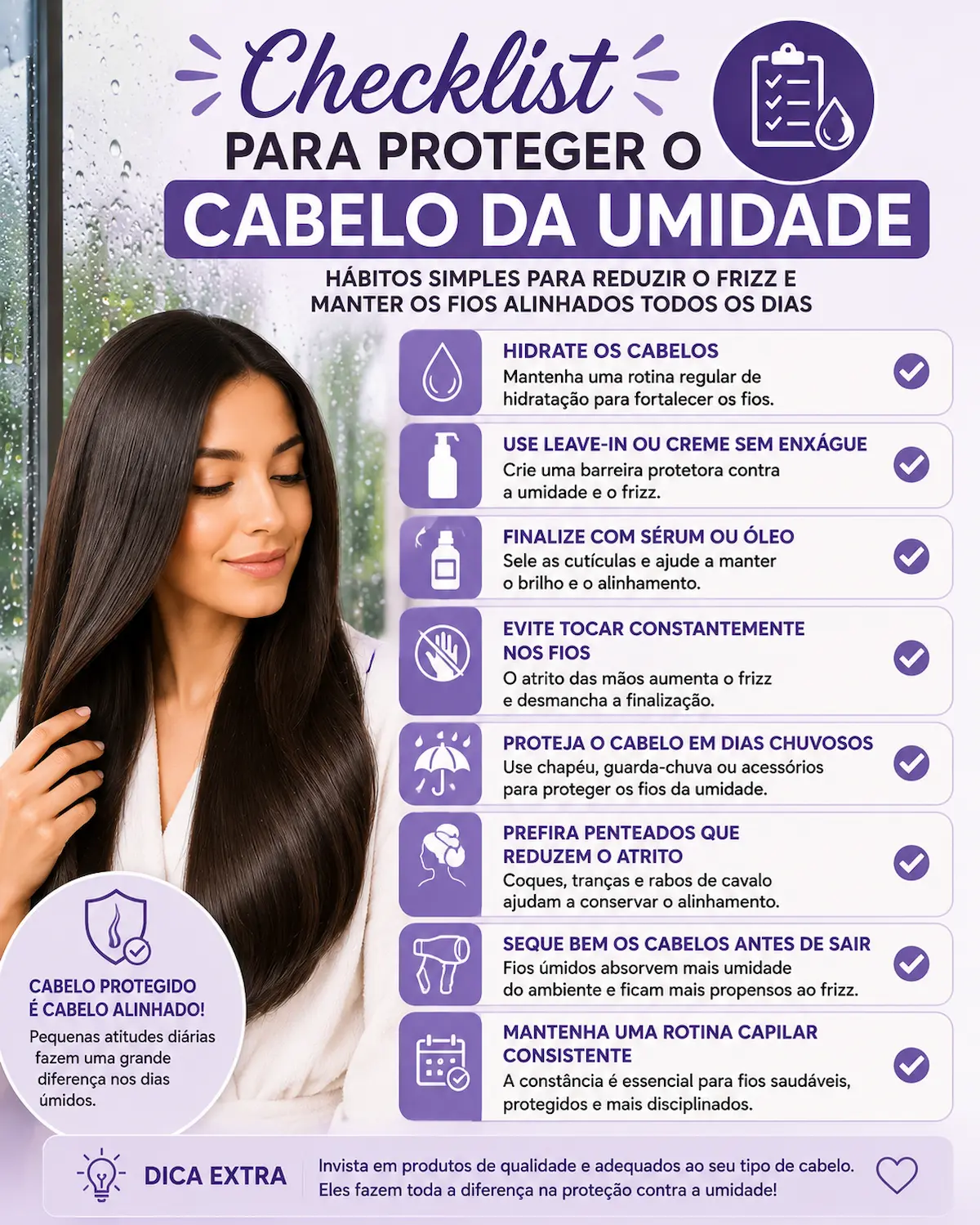 Checklist para proteger o cabelo da umidade