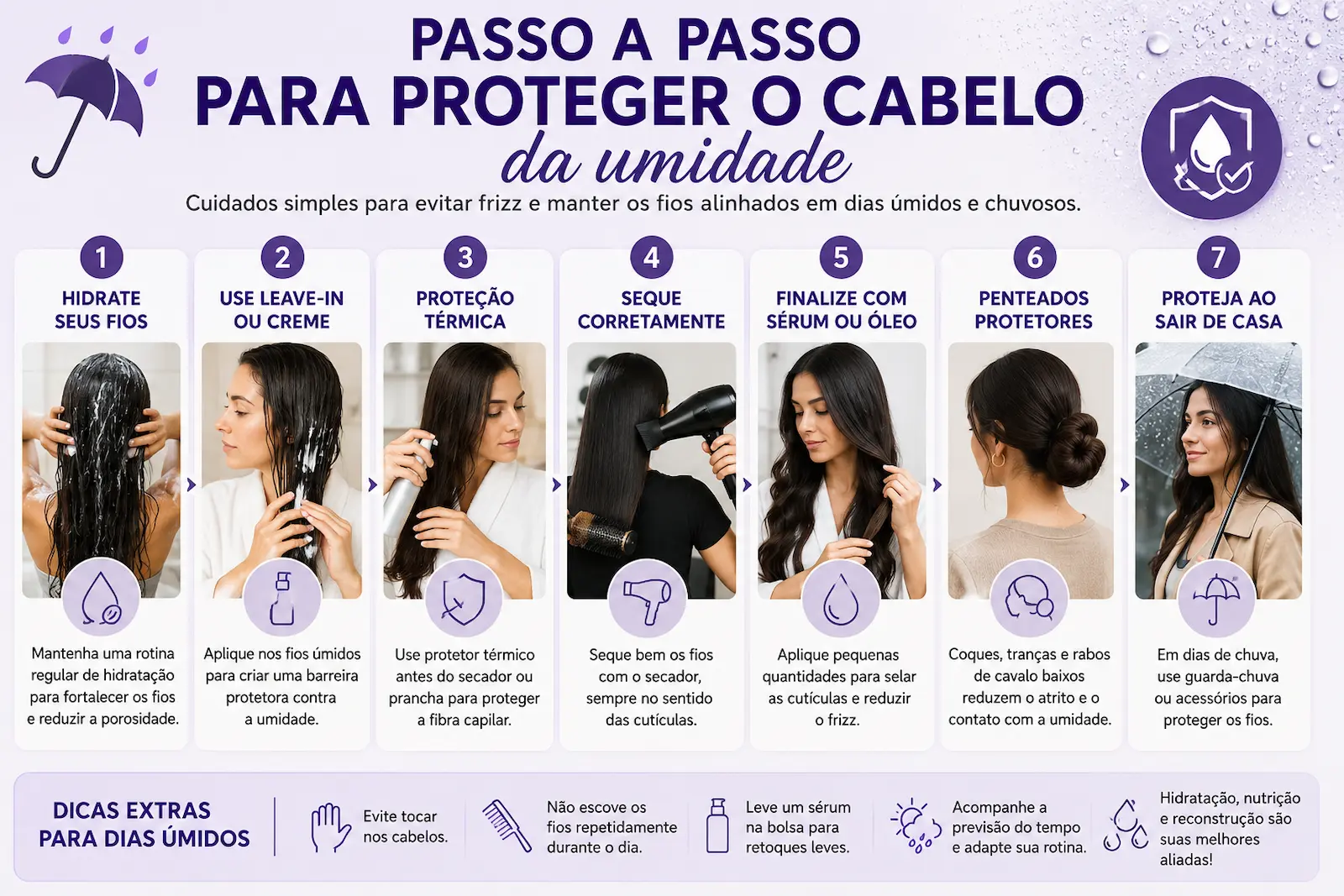 Passo a passo para proteger o cabelo da umidade